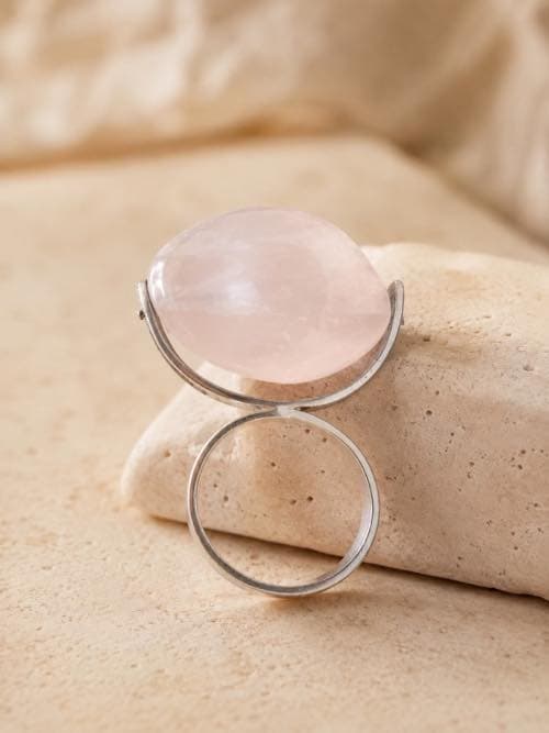 Anillo Cuarzo Rosa Flotante